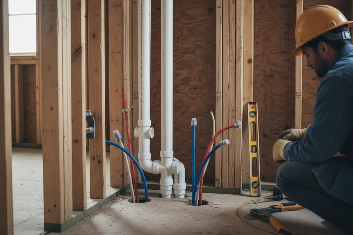 Drain and supply rough-in during Drain Cleaning in Glencoe